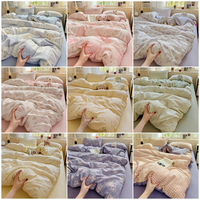 Set Sprei 4in1 Motif Bunga Tanaman 2m, Bahan Kain Kasa Dua Lapis Anti Kusut, Nyaman, Mewah, dan Ringan, Model Cloud-Feel Aerobic 2025
