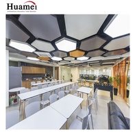 Huamei-tablero suspendido de fábrica, fibra de vidrio hexagonal, techo acústico, nube, techo falso