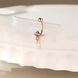 Orecchino Singolo in Argento 925 con Ametista Naturale a Occhio di Cavallo, Orecchino a Nappina con Piercing - Product Image 2