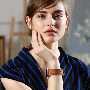 Correa de cuero genuino de grano superior de un solo recorrido de lujo para mujer, correas de reloj transpirables para relojes inteligentes - Product Image 5