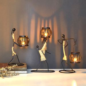 Carrying Hoe Girl Handmade <b>Candle</b> Holder Creative Wrought Iron Candlestick Candlelight Romantic <b>Dinner</b> Table Decoration Art Gift - Product Image 1