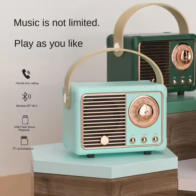 2026 Vintage Retro Blue tooth Loud Speaker for Music High-Fidelity 3D Stereo Sound Quality Wireless Radio Speakers