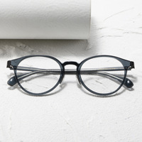Monture de lunettes ronde pour homme de marque de luxe, en fibre d'acétate bleu foncé, élégante, pour affaires, avec logo personnalisé, montures optiques