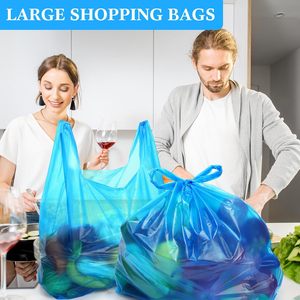 ถุงช้อปปิ้งพลาสติกย่อยสลายได้แบบมีหูหิ้วหนาสำหรับธุรกิจค้าปลีก ร้านขายของชำ ซูเปอร์มาร์เก็ต ร้านอาหาร (สีฟ้า) - Product Image 6
