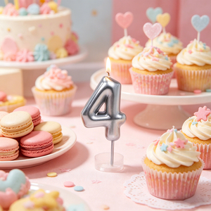 Candela in Paraffina Senza Gocciolamento e Inodore Numero 4 Argento 6cm per Decorazione Torte di Compleanno - Product Image 6