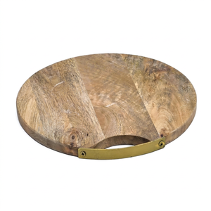 Planche à découper en bois de manguier naturel, ronde, faite à la main - Antidérapante et compatible lave-vaisselle |   Option de vente en gros personnalisable disponible - Product Image 6