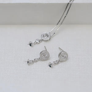 Handmade S925 <b>Silver</b> Double <b>Bead</b> Earrings Women's DIY Personalized Pearl Earrings with Empty Holder Jewelry Findings Components - Product Image 2