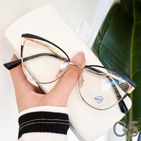 Venta al por mayor ojo de gato marcos de Gafas de metal óptico anti luz azul marcos de gafas de ordenador