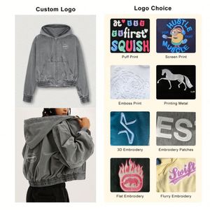 Venta al por mayor de logotipo personalizado de gran tamaño Vintage Sudadera con capucha Casual Sport High Street Wear French Terry 300gsm Zip Up Fleece Jacket para mujeres - Product Image 3
