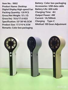 Nuevo Ventilador de Mano de Alta Velocidad con Pantalla Digital, Venta Directa de Fábrica, Personalizable, 100 Velocidades, 1800mAh - Product Image 2