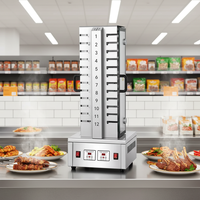 Grill à brochettes électrique vertical professionnel en acier inoxydable, 4800W, sans fumée, entièrement automatique, rotatif, 24 brochettes