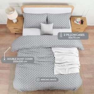 Set Copripiumino Yintex OEM ODM con Stampa Frecce Grigie, in Microfibra di Poliestere, Decorazione Casa, Certificato Oeko-tex, Biancheria da Letto Resistente - Product Image 2