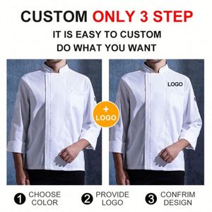 Uniforme de Gerente de Restaurante con Cierre para Hombre, Chaqueta de Chef de Manga Larga para Mujer, Uniforme de Cocina - Product Image 3