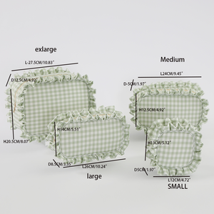 حقيبة مكياج كشكش منقوشة Gingham للسفر للنساء من Keymay، منظم حقيبة أدوات تجميل لطيف بتصميم مكشكش ومتوفر بالمقاسات S، <span class=keywords><strong>M</strong></span>، L، XL - Product Image 6