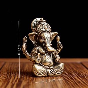 Statue en laiton du Dieu Ganesha, ornements bouddhistes, sculpture de l'éléphant, figurines de dieux hindous, décoration pour la maison et le bureau, statues de <span class=keywords><strong>Bouddha</strong></span> - Product Image 2