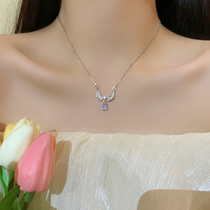 Collar Clásico de Plata con Alas de Ángel y Piedra Lunar para Mujer, Marca SongYi, Gran Venta - Product Image 5