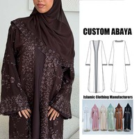 Nouvelle Abaya de Luxe Sharut OEM/ODM Dubaï pour l'Aïd, Robe Islamique Modeste pour Femme, Broderie Florale, Bordure en Dentelle Nida, Abaya Ouverte 2026