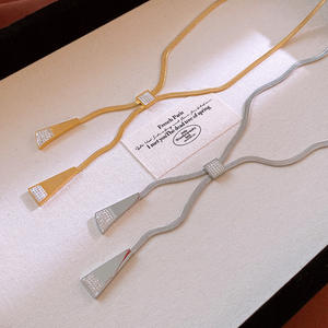 复古长链时尚饰品项链2色锆石吊坠项链不锈钢饰品厂家批发项链 - Product Image 1