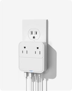 Regleta de Carga USB Blanca con Cables Retráctiles para Laptop, Tablet y Teléfono, Montable en Pared - Product Image 1