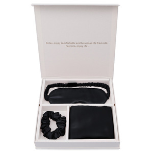 High-end özel ipek hediye seti 100% dut ipek işlemeli göz maskesi saç <span class=keywords><strong>band</strong></span>ı yastık, lüks düğün için seyahat hediyesi kutu - Product Image 2