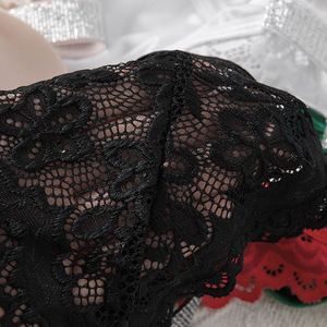 Biancheria intima Sexy Sexy Sexy da donna con lettera d'amore in Nylon Spandex mutandine da donna nero Transparentes biancheria intima - Product Image 6