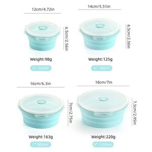 Blue <b>Collapsible</b> Silicone Lunch Box Single Compartment Freshness Preservation Food <b>Storage</b> Container for Food Packaging - Product Image 2