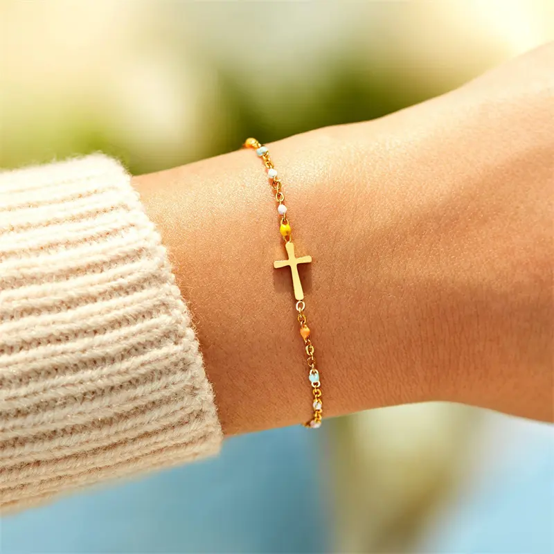 Religiöser christlicher Schmuck für Frauen Samen perlen Armband für Tochter Freunde Liebe Kreuz Armband