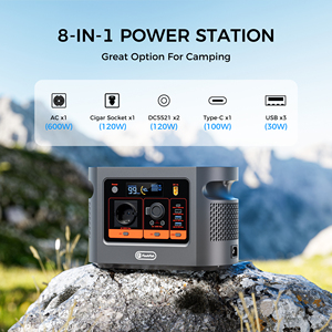 For Emergency 600W <b>Solar</b> <b>Generator</b> 230V Battery Rechargeable Portable Station Outdoor Car Charging Pure Sine Wave E106B Portable - Product Image 1