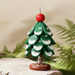 Multi-layered star apple <b>Christmas</b> <b>tree</b>, retro green <b>Christmas</b> <b>tree</b>, solid wood heat-insulating coaster, <b>table</b> decoration, - Product Image 1
