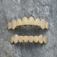 G019 Appareil dentaire Hip-Hop européen et américain pour huit dents, entièrement incrusté de diamants en tungstène et zircon, Vente chaude