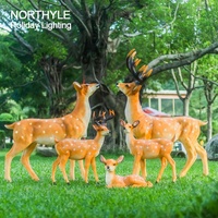 Statue de cerf en résine de fibre de verre 3D de grande taille, Sculpture de renne, éclairage de paysage, décoration de noël extérieure