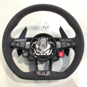Volante Deportivo de Fondo Plano con Revestimiento de Cuero para Audi <span class=keywords><strong>A6</strong></span> C7 A3 A4 B8 B9 S5 A5 Q5 RS3 RS7 A7 Q7 - Product Image 4