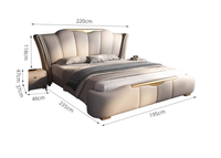 Italienisches Luxus-Stil King Size Bett Neues Modell High-End Doppelbett Weiche Lederpolsterung Extra-Großes Master Polsterbett