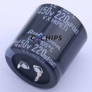 Condensador Electrolítico de Aluminio de 450VXH220MEFCSN30X30, Componente de Montaje Superficial THT, D30xL30mm 220uF 20% 450V 10mm - Product Image 1