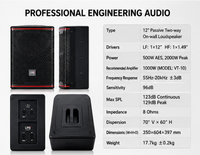 Haut-parleur de basses au néodyme de 12 pouces, sensibilité de 96 dB, puissance de pointe de 8 2000 W, réponse en fréquence de 55 à 20 kHz, système audio professionnel pour karaoké