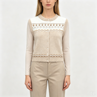 Gilets pour femmes Gable, nouveaux modèles tricotés sur mesure, OEM&ODM, haute qualité, style Fair Isle, couleur kaki, cardigans sans manches, vente en gros