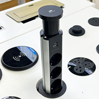 Tour de prises électrique rétractable OEM AI 20W avec port Type C pour îlots de cuisine et tables de conférence