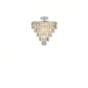 Lampadario moderno in cristallo, grande, bianco, cromato, LED E27 2700K, per sala da pranzo, soggiorno, camera da letto, plafoniera - Product Image 1
