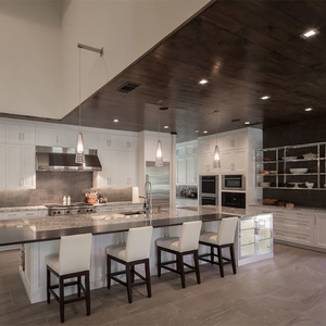 Panama progetto residenziale personalizzato controsoffitti in pietra naturale in legno massello di quercia bianca armadietto a <span class=keywords><strong>filo</strong></span> moderno da cucina - Product Image 1