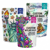 Sachets Mylar holographiques certifiés qualité alimentaire 3,5g, imprimés sur mesure, anti-odeur, refermables, avec fermeture éclair, emballage stand-up, service OEM