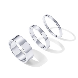 Vente en gros de bijoux Offre Spéciale tendance en acier inoxydable plaqué or 18 carats, ensembles de bagues de 3 pièces, bagues empilées en cercle simple pour femmes - Product Image 2