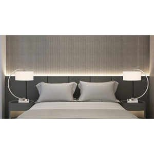 HMS 26 \ "lampada da tavolo USB in metallo nichel con paralume in tessuto bianco LED per camera da letto soggiorno o Hotel alimentato a batteria corpo PC - Product Image 3