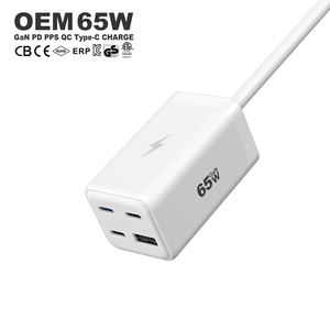Estación de Carga Rápida de 4 Puertos, <span class=keywords><strong>Cargador</strong></span> Gan de 65 W, USB C Universal, Portátil, para Viajes, Teléfono Móvil, KC PD, <span class=keywords><strong>Cargador</strong></span> Rápido de Pared de 65 W, Tipo C - Product Image 1