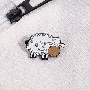 Épingles en émail Jésus 'Il est parti en mon aide' et 'Je vis pour Jésus', Broche Jésus Mouton, Badge de revers pour vêtements, Bijoux, Cadeaux pour amis - Product Image 4