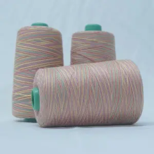 Fio colorido de algodão de poliéster 402, linha para costura arco-íris, 3000 jardas