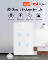 Interrupteur intelligent tactile Zigbee standard US 1 voie 230V 10A, compatible Smart Life, Google et Alexa, commande vocale