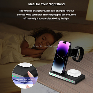 3 trong một tốc độ mới Tai nghe mạch văn phòng bàn tổ chức 15W nam châm Pad nhận không dây sạc với bộ sạc đứng - Product Image 3