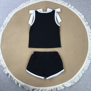 Set Sportivi in Cotone Tinta Unita Personalizzati di Alta Qualità, Asciugatura Rapida, Traspiranti, <span class=keywords><strong>Canotte</strong></span> Casual con Fiocchi per Bambini e Neonati - Product Image 2