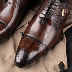 Zapatos Oxford de Vestir para Hombre de Lujo, Zapatos de Cuero Genuino Hechos a Mano de Alta Calidad, Zapatos Casuales que Aumentan la Estatura - Product Image 6