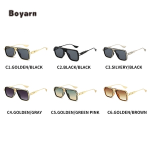 Boyarn Vintage <span class=keywords><strong>Gafas</strong></span> De Sol para exteriores Cool Colorful Metal Frame con doble puente Gradient Lens <span class=keywords><strong>Gafas</strong></span> De Sol para conducir <span class=keywords><strong>ciclismo</strong></span> - Product Image 3